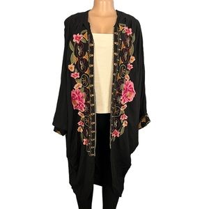Paparazzi by Biz Black Floral Embroidered Kimono
